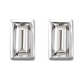 14K White Gold Diamond Baguette (SI2-SI3, G-H) Post Earrings