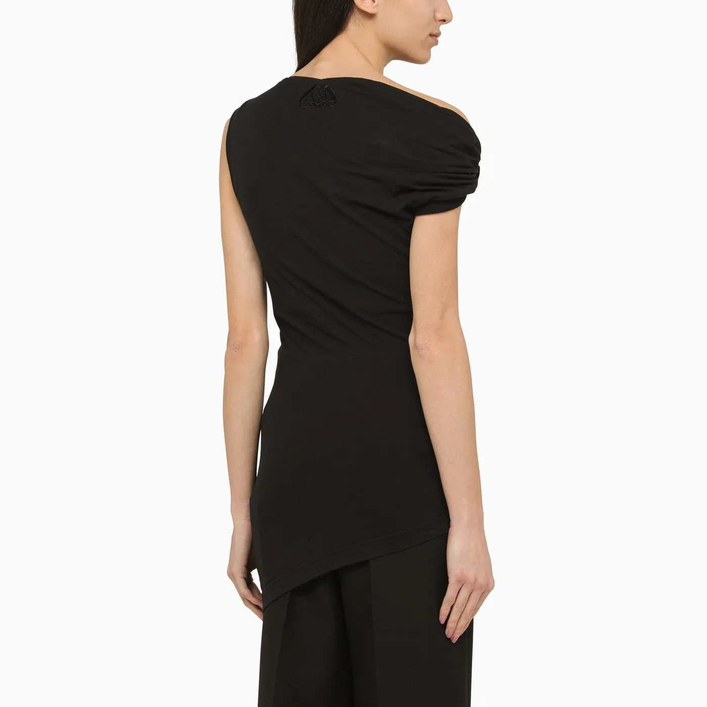 Alexander McQueen    Alexander Mc Queen Asymmetric Black Viscose Tank Top