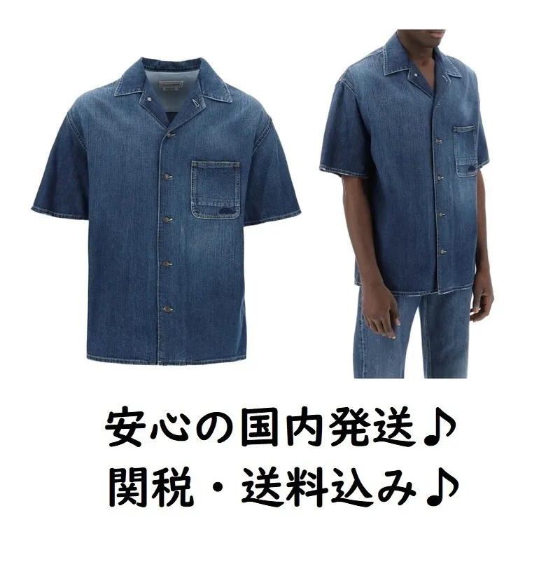 alexander mcqueen  |Denim Cotton Short Sleeves Shirts