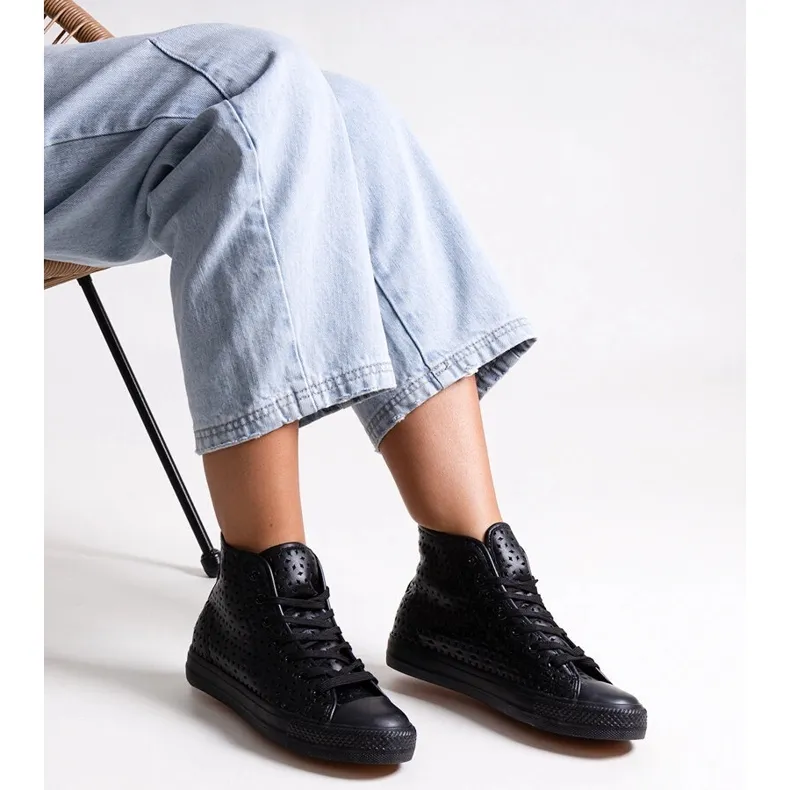 Bez marki Black high-top Madala openwork sneakers