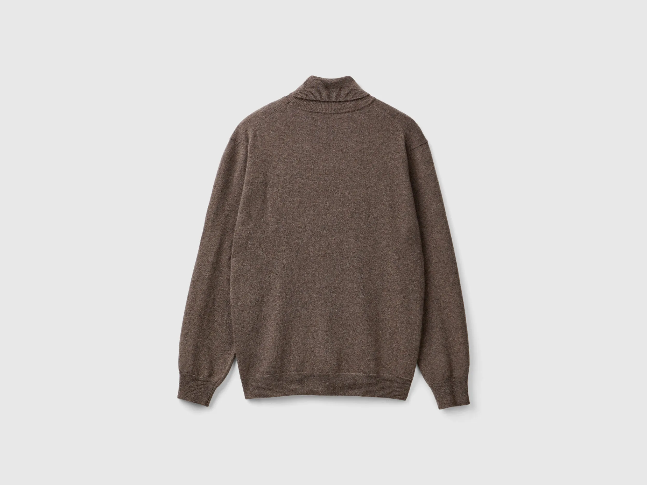 Brown turtleneck in pure Merino wool - Dark Brown | Benetton