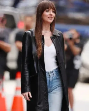 Dakota Johnson Materialists 2024 Leather Coat