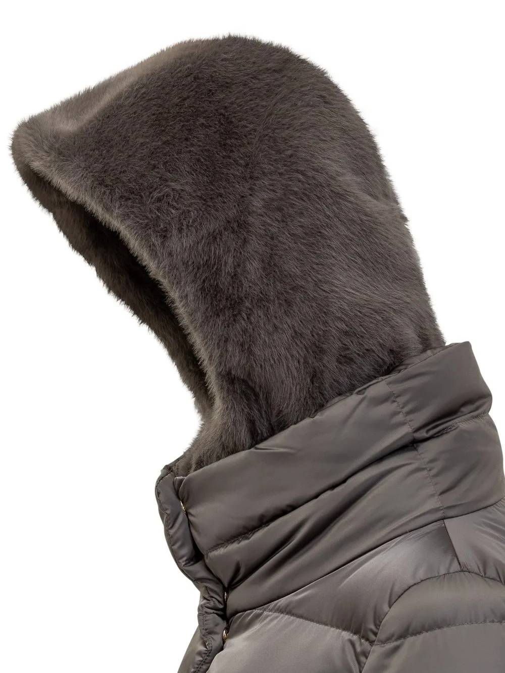 Down Jacket with Teddy Effect Hood