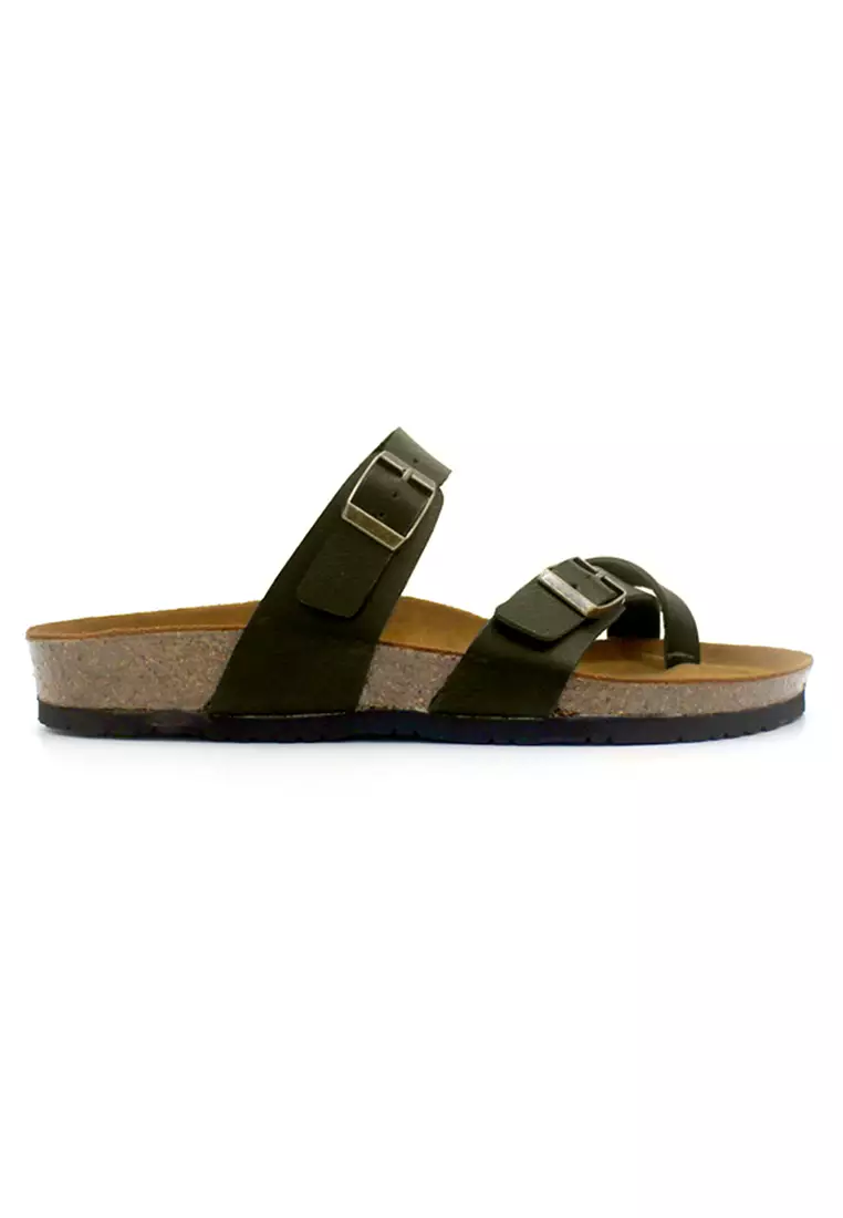 Dublin - Khaki Leather Sandals & Flip Flops