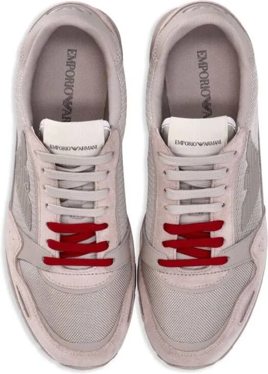 Emporio Armani eagle-patch suede-panelled sneakers Neutrals