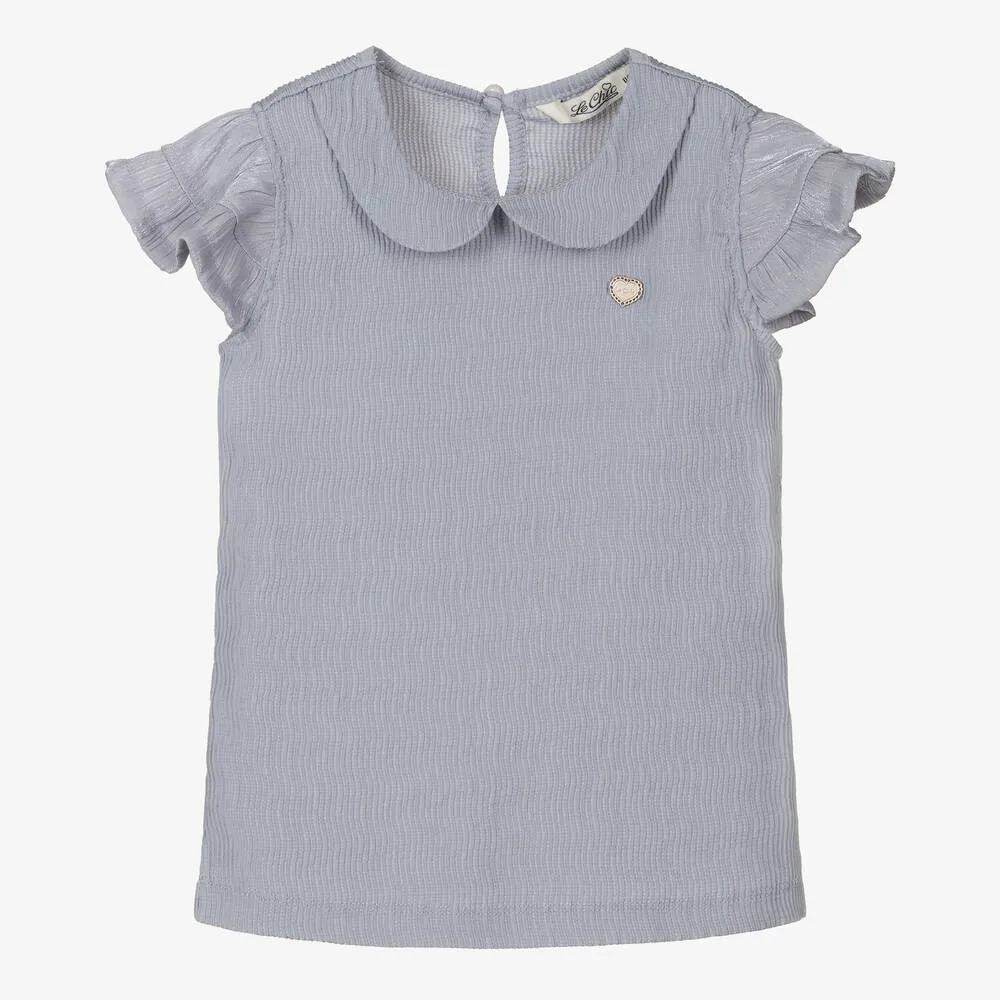 Girls Grey Crinkle Blouse
