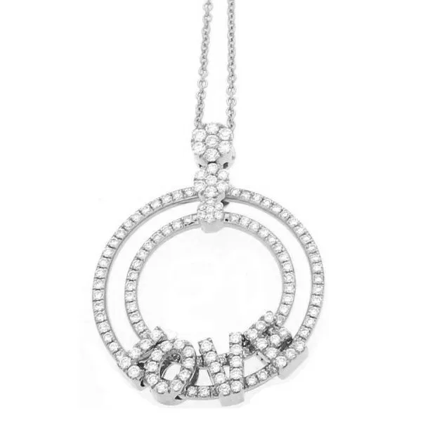 Hulchi Belluni 18K White Gold Love Diamond Necklace