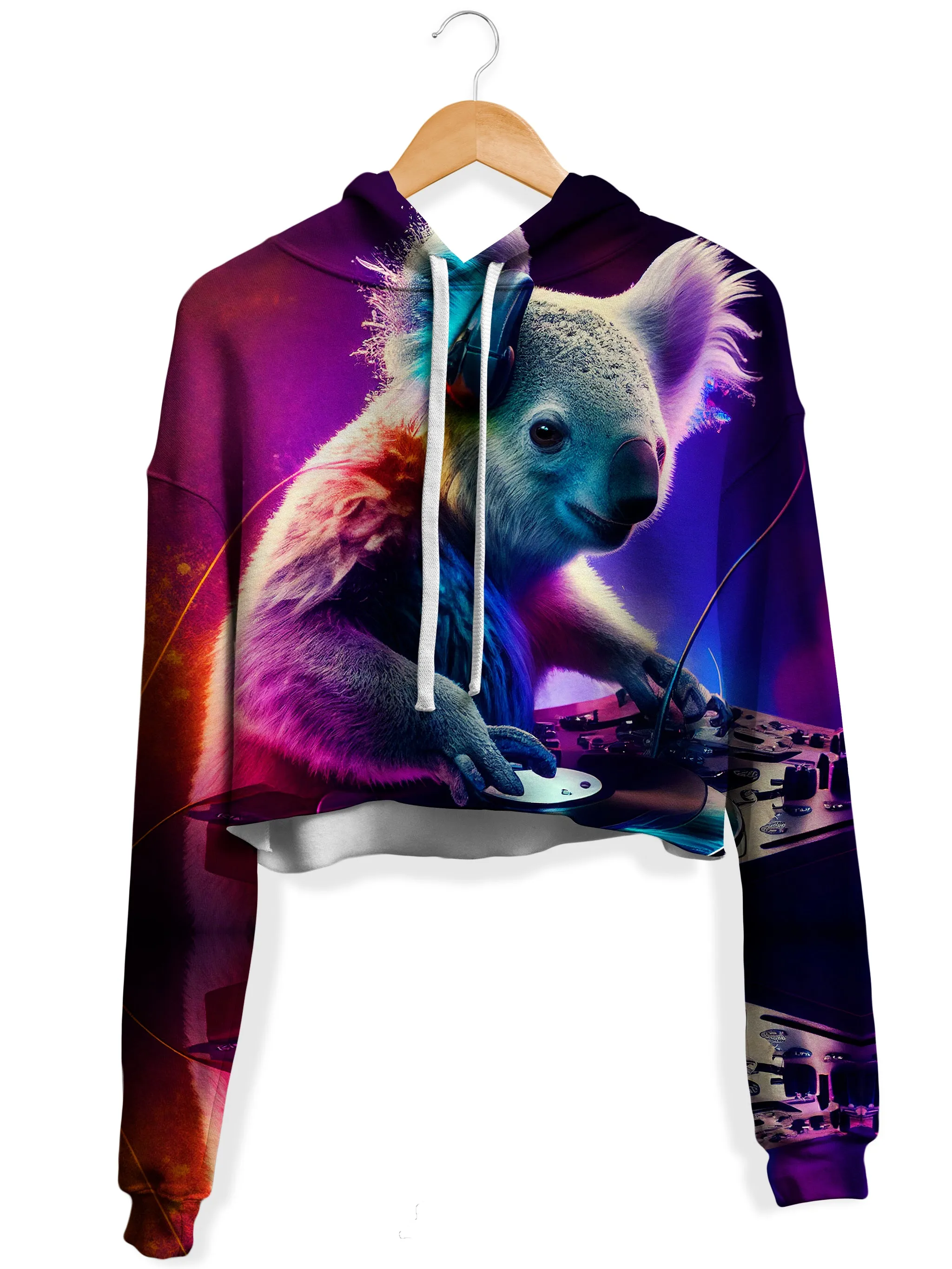 Koala Beats Fleece Crop Hoodie