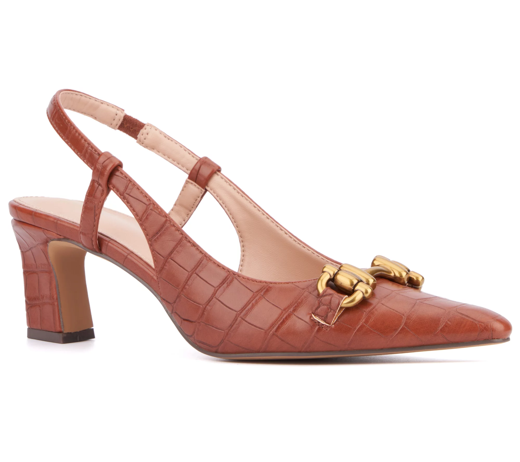 New York & Company Women's Ilona Croco Slingback Heels