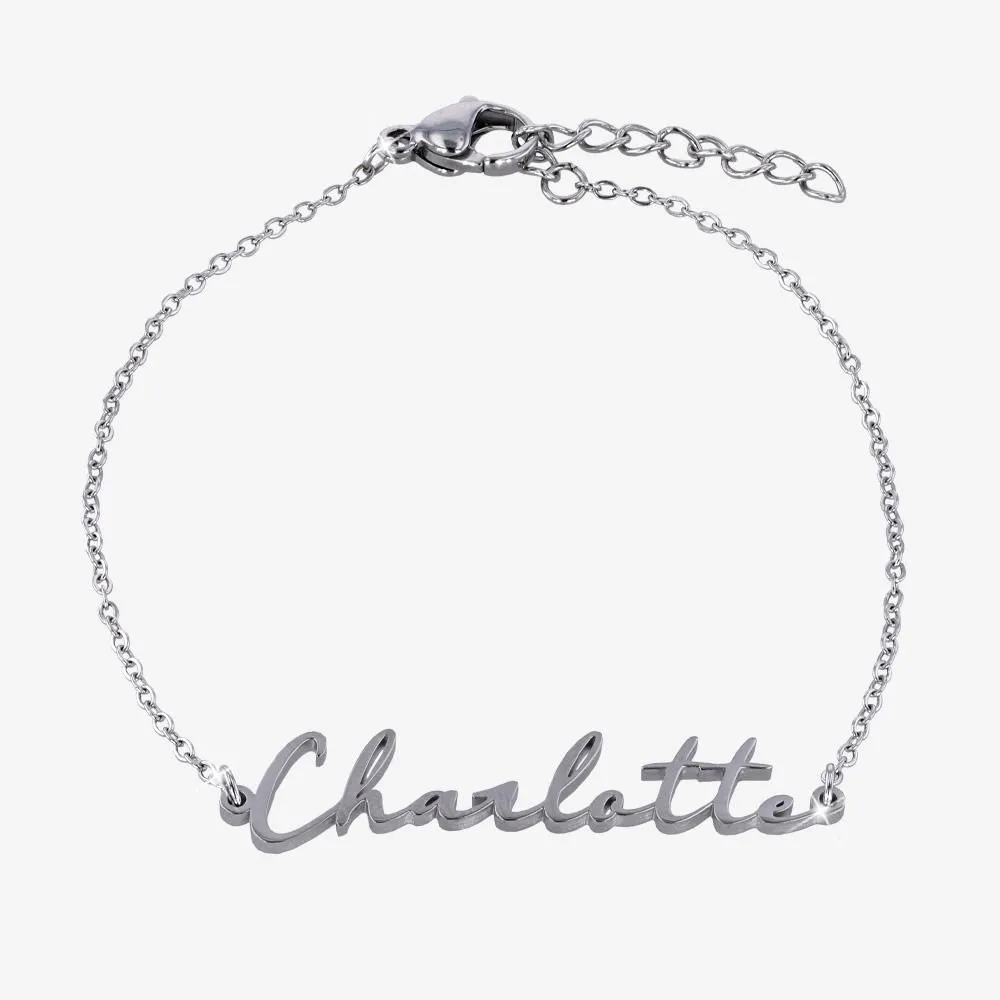 Platinum Tone Name Necklace, Hand Made To Order