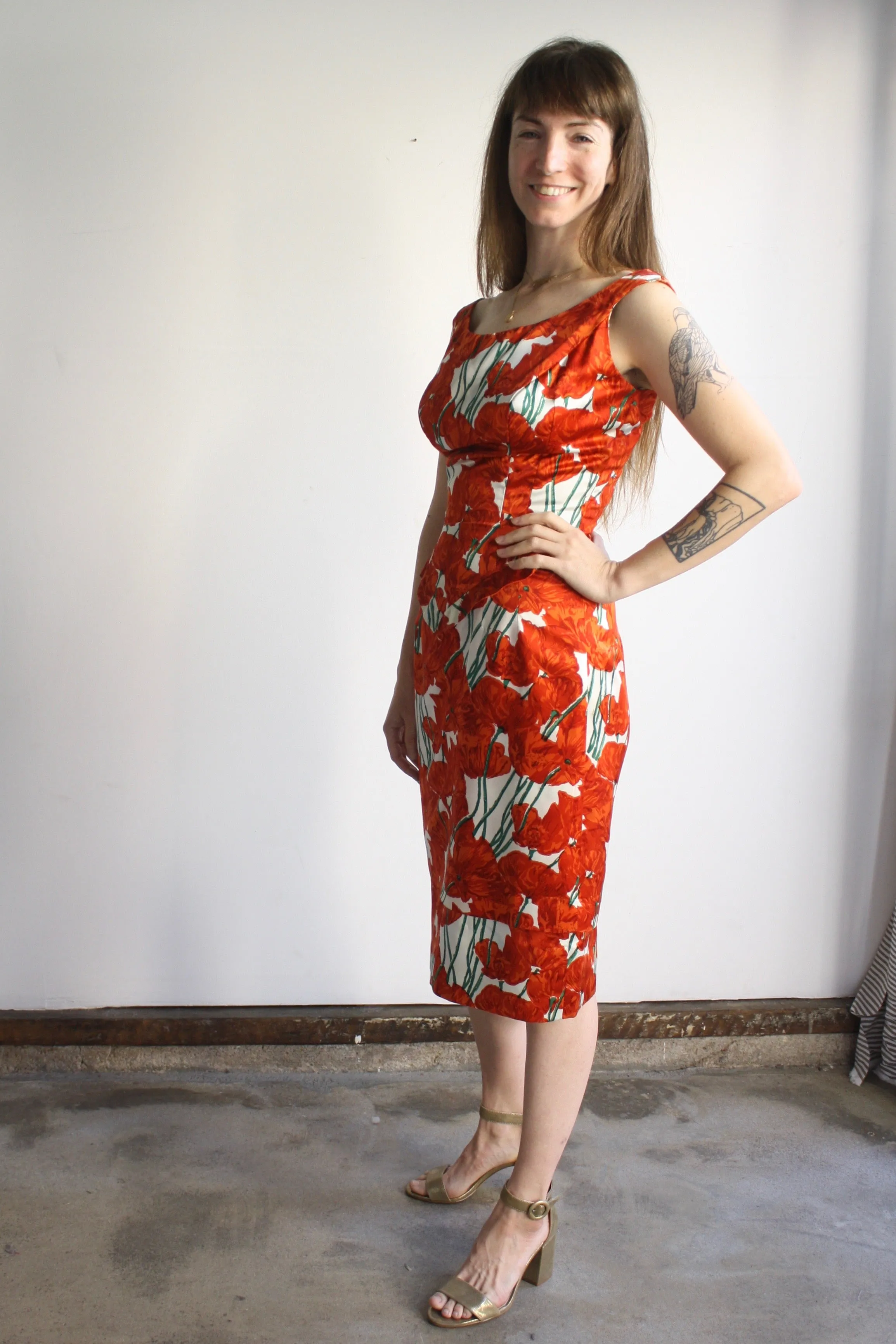 Satin Poppies Dress