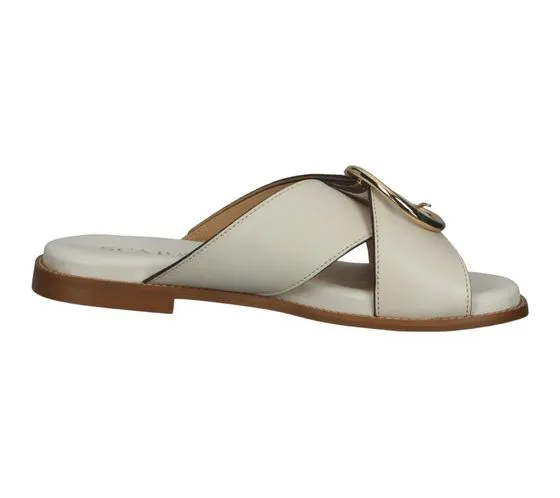 SCAPA Damen Echtleder-Slipper Pantolette Sommer-Schuhe Schlupf-Schuhe Made in Italy 1099441-45 Beige