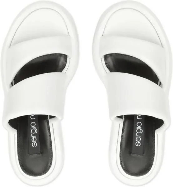 Sergio Rossi Spongy leather wedge sandals White