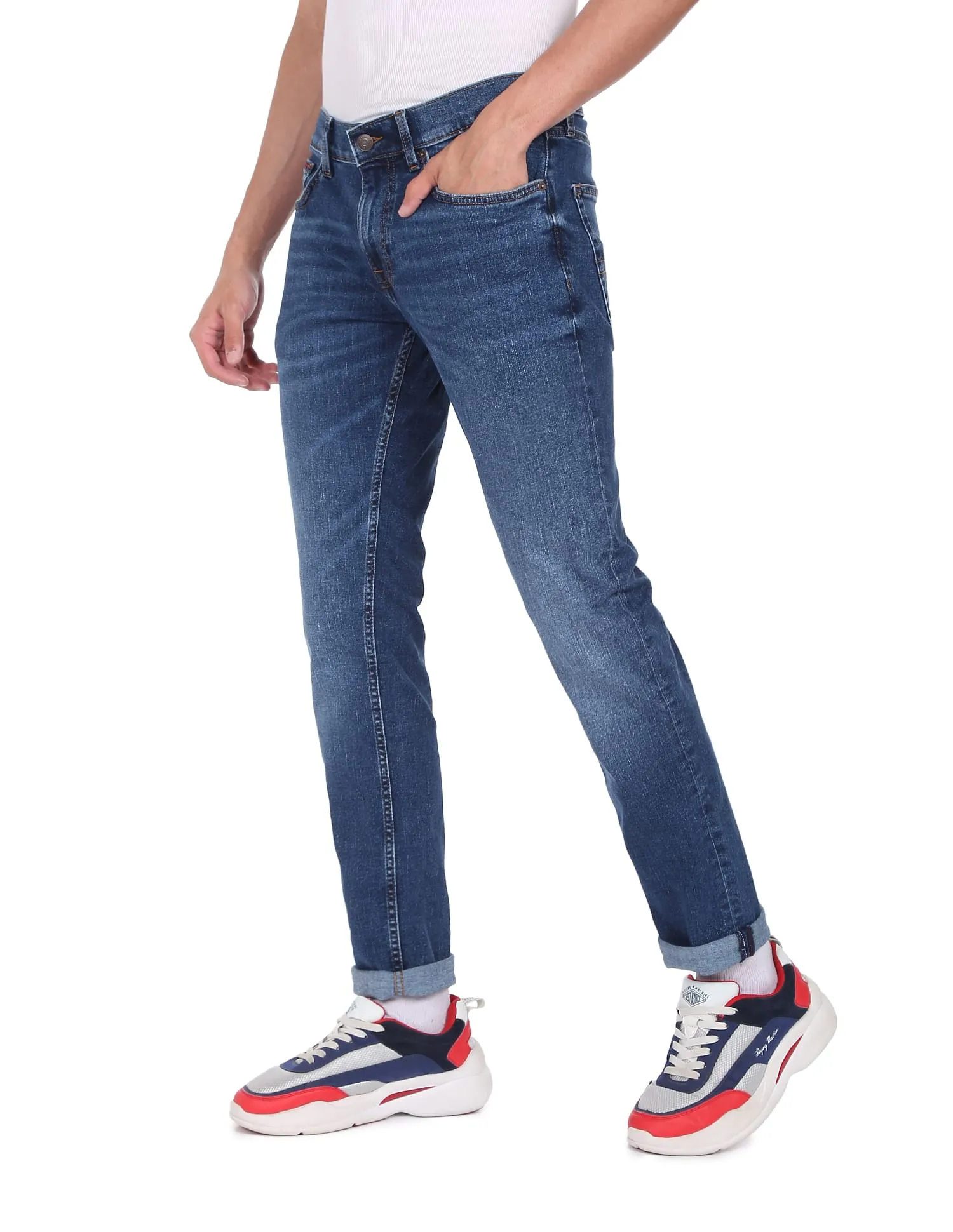 Tommy Hilfiger Men Blue Mid Rise Scanton Slim Fit Jeans