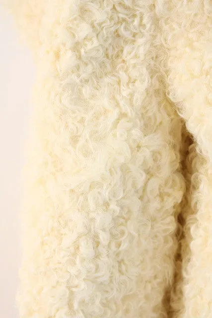 Vintage 70's Silk Brocade & Curly Lamb Coat