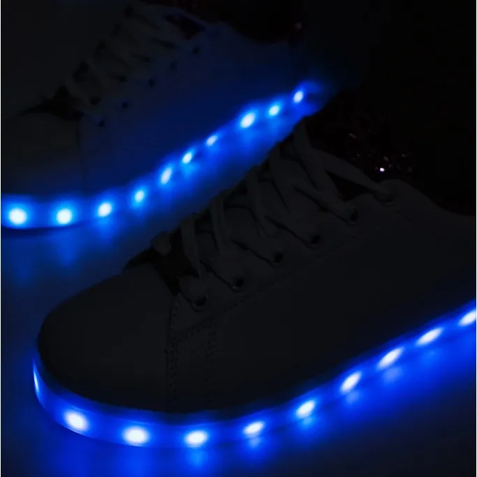 White and pink sneakers with Alfaro led lights
